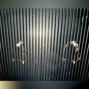 Rose gold heart earrings with diamond stone